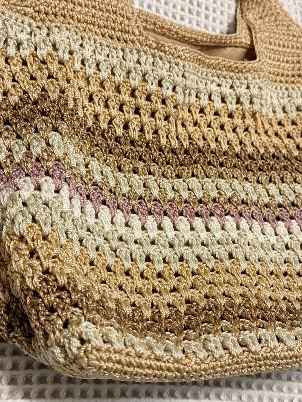 The Sak Metallic Neutrals Crochet Hobo Bag | Boho Knit Tote Bag - Picture 4 of 12